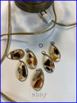 RARE Mid Century MCM Table Lamp Agates In Lucite Dangles 12.5 Tall HTF RARE Mid Century MCM Table Lamp Agates In Lucite Dangles 12.5 Tall HTF