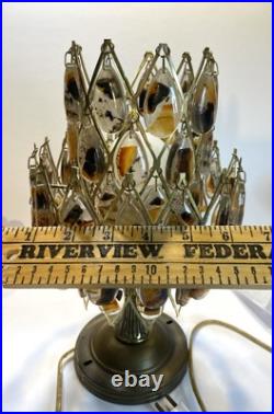 RARE Mid Century MCM Table Lamp Agates In Lucite Dangles 12.5 Tall HTF RARE Mid Century MCM Table Lamp Agates In Lucite Dangles 12.5 Tall HTF