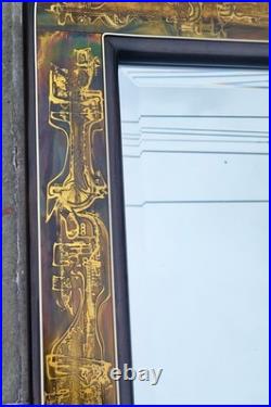 RARE Mid-Century MODERN Acid Etched BRASS MIRROR Mastercraft by BERNHARD ROHNE