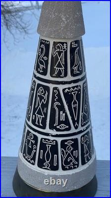 RARE Mid-Century Modern Atomic Age'Egyptian' FAIP Plaster Lamp Retro Lighting