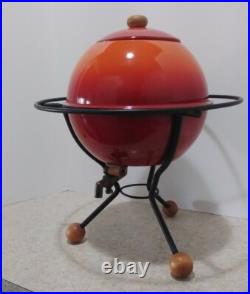 RARE Mid Century Modern Atomic Red/Orange Enamelware Beverage, Water DISPENSER