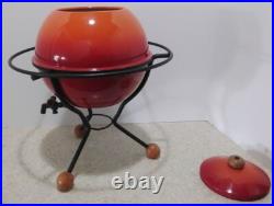 RARE Mid Century Modern Atomic Red/Orange Enamelware Beverage, Water DISPENSER