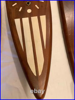 RARE Mid Century Modern Belart Walnut surfboard clock & candle sconces bel-art RARE Mid Century Modern Belart Walnut surfboard clock & candle sconces bel-art