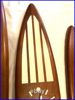 RARE Mid Century Modern Belart Walnut surfboard clock & candle sconces bel-art RARE Mid Century Modern Belart Walnut surfboard clock & candle sconces bel-art