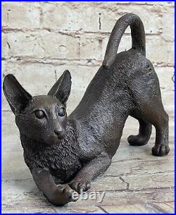 RARE Mid Century Modern Brass /Bronze Stylized Siamese Cat Sculpture Art decor