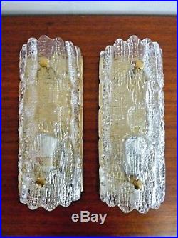 RARE Mid Century Modern CARL FAGERLUND for ORREFORS Art Glass Wall Sconces