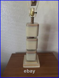 RARE Mid Century Modern Ceramic Pearlescent Cube Table Lamp
