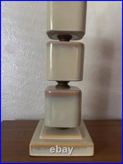 RARE Mid Century Modern Ceramic Pearlescent Cube Table Lamp