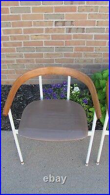 RARE Mid-Century Modern Chairs Heywood Wakefield C-Shaped, Walnut/Steel/Vinyl