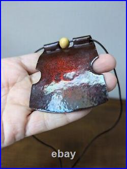 RARE Mid Century Modern Ellamarie Woolley Enamel Copper Pendant Necklace MCM