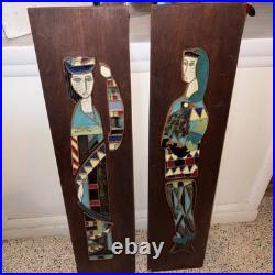 RARE Mid Century Modern HARRIS STRONG King Queen Tile Wall Plaque Art MCM