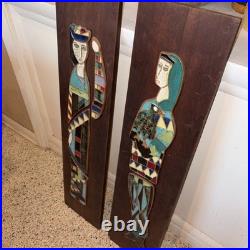 RARE Mid Century Modern HARRIS STRONG King Queen Tile Wall Plaque Art MCM