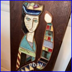 RARE Mid Century Modern HARRIS STRONG King Queen Tile Wall Plaque Art MCM