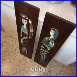 RARE Mid Century Modern HARRIS STRONG King Queen Tile Wall Plaque Art MCM