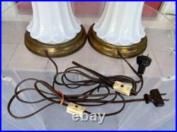 RARE Mid Century Modern Milk Glass White Tall Lamps