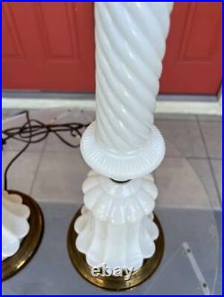 RARE Mid Century Modern Milk Glass White Tall Lamps