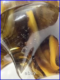 RARE! Mid Century Modern Murano Style Amber Glass Art Lion Figurine 10 L