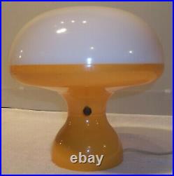 RARE Mid Century Modern Orange/White Plastic Mushroom Table Lamp EXCELLENT