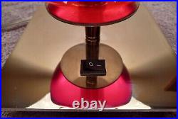 RARE Mid Century Modern Red Lucite Teardrop Solid Glass Lamp withNEW Shade Retro