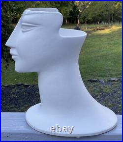 RARE Mid-Century Modern Retro Ceramic Face Planter Vase Italy Art Pottery