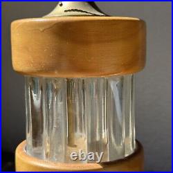 RARE Mid Century Modern Scandinavian Style Glass & Teak Walnut Table Lamp 50/60s
