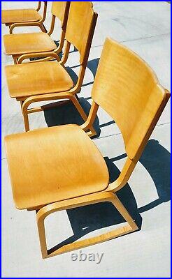 RARE! Mid Century Modern Set of 4 Thonet Stamped Bentwood Balancing Chairs MCM