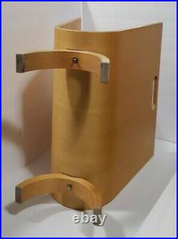 RARE Mid-Century Modern Single Piece Bent Wood Magazine Rack Holder with Handles