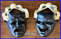 RARE Mid-century modern tragedy & comedy Theatre masks Devonware vintage 1940s