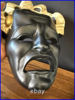 RARE Mid-century modern tragedy & comedy Theatre masks Devonware vintage 1940s