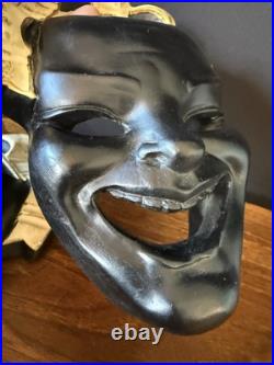 RARE Mid-century modern tragedy & comedy Theatre masks Devonware vintage 1940s