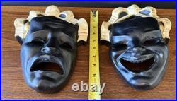 RARE Mid-century modern tragedy & comedy Theatre masks Devonware vintage 1940s