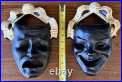 RARE Mid-century modern tragedy & comedy Theatre masks Devonware vintage 1940s