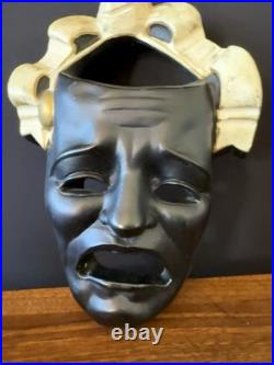 RARE Mid-century modern tragedy & comedy Theatre masks Devonware vintage 1940s