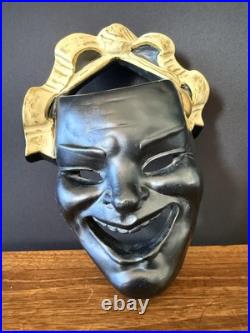 RARE Mid-century modern tragedy & comedy Theatre masks Devonware vintage 1940s