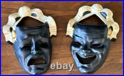 RARE Mid-century modern tragedy & comedy Theatre masks Devonware vintage 1940s