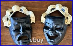 RARE Mid-century modern tragedy & comedy Theatre masks Devonware vintage 1940s