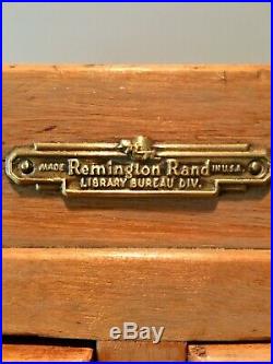 RARE Midcentury Vintage Remington Rand 60 Drawer Card Catalog Oak Brass Storage