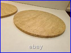 RARE PAIR NATURAL Travertine Italy Marble Table Top 18 Mid Century Modern Vtg