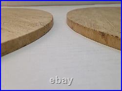 RARE PAIR NATURAL Travertine Italy Marble Table Top 18 Mid Century Modern Vtg