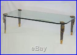 RARE P. E. GUERIN BRONZE COFFEE TABLE with FLUTED LEGS & GILT GARLANDS ROSETTES