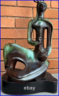 RARE Pair Vintage MCM Abstract Figural Ceramic Lamps Mid Century Lighting Modern
