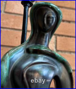RARE Pair Vintage MCM Abstract Figural Ceramic Lamps Mid Century Lighting Modern