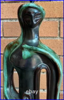 RARE Pair Vintage MCM Abstract Figural Ceramic Lamps Mid Century Lighting Modern