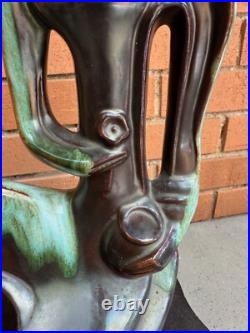 RARE Pair Vintage MCM Abstract Figural Ceramic Lamps Mid Century Lighting Modern