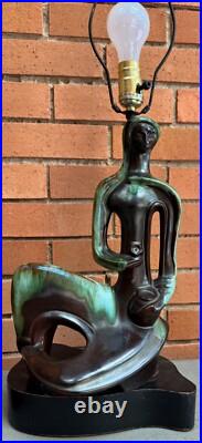 RARE Pair Vintage MCM Abstract Figural Ceramic Lamps Mid Century Lighting Modern