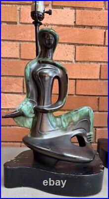 RARE Pair Vintage MCM Abstract Figural Ceramic Lamps Mid Century Lighting Modern