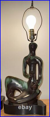 RARE Pair Vintage MCM Abstract Figural Ceramic Lamps Mid Century Lighting Modern