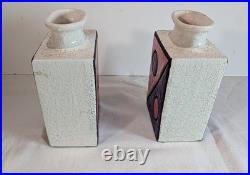 RARE Pair Vintage Raymor Bitossi Vases by Aldo Londi Italy, 1960s, Geometric