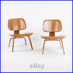 RARE Pair of Eames Evans Herman Miller 1948 LCW Lounge Chairs Wood Walnut
