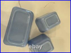RARE Pyrex Blue Delphite Fridgies Full Set 3 piece No lids 501/502